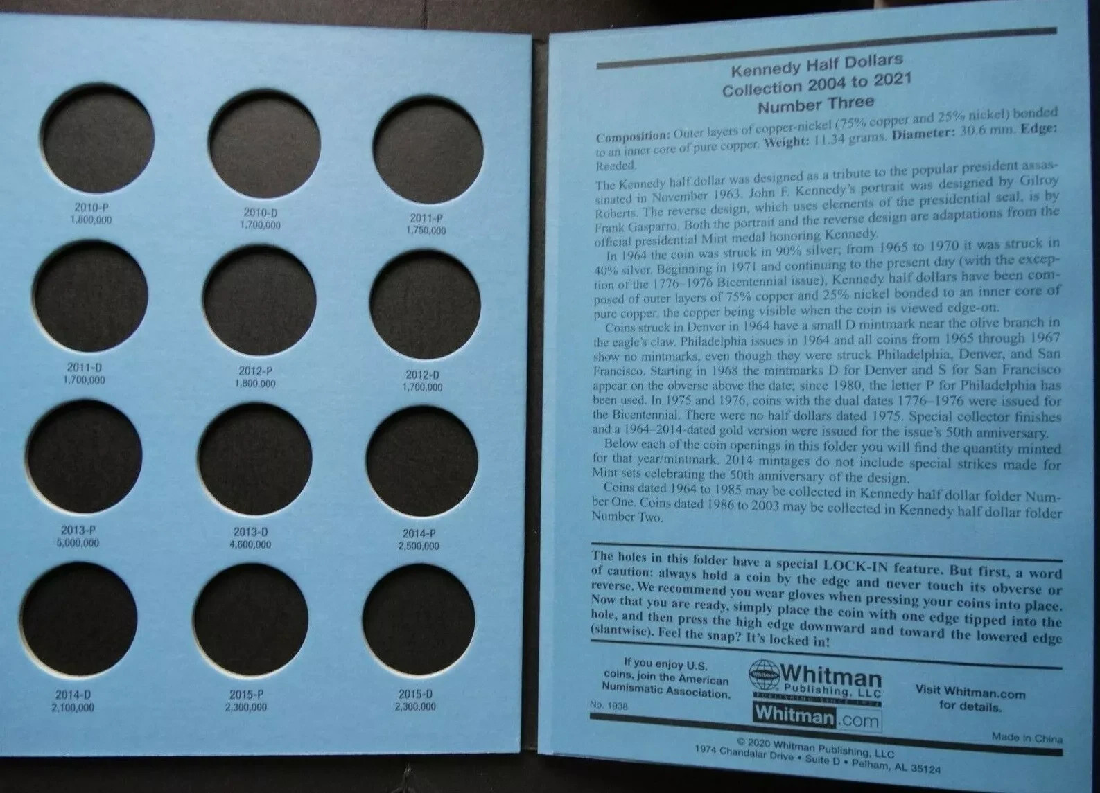 Set of 4 - Whitman Kennedy Half Dollar Coin Folders Number 1-4 1964-2025 Book