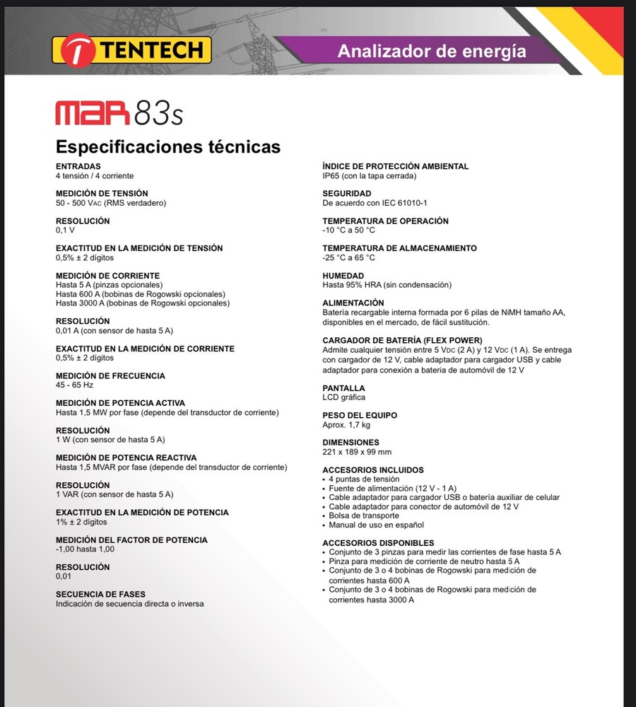Megabras Tentech MAR-83s Three-Phase Power Quality Analyzer