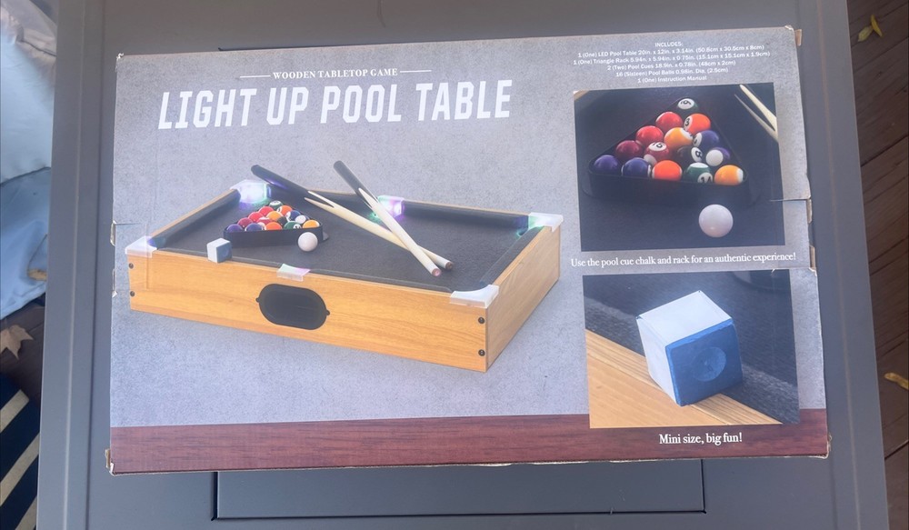 Pool Mini Game Light Up Tabletop Table Billiards Preowned