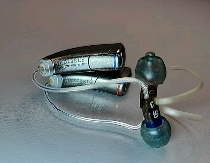 Audibel A2 Platinum Wireless Hearing Aids With Case & Extras