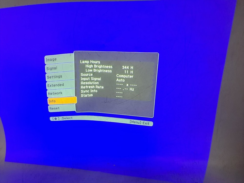 Epson LCD Projector Model: H268A (LAMP Hours 344)