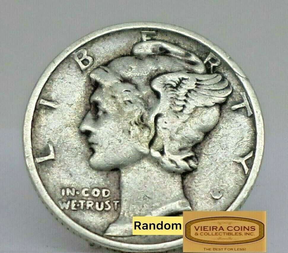 1937-D Mercury Silver Dime, Full Date Average Circulated  - #G60