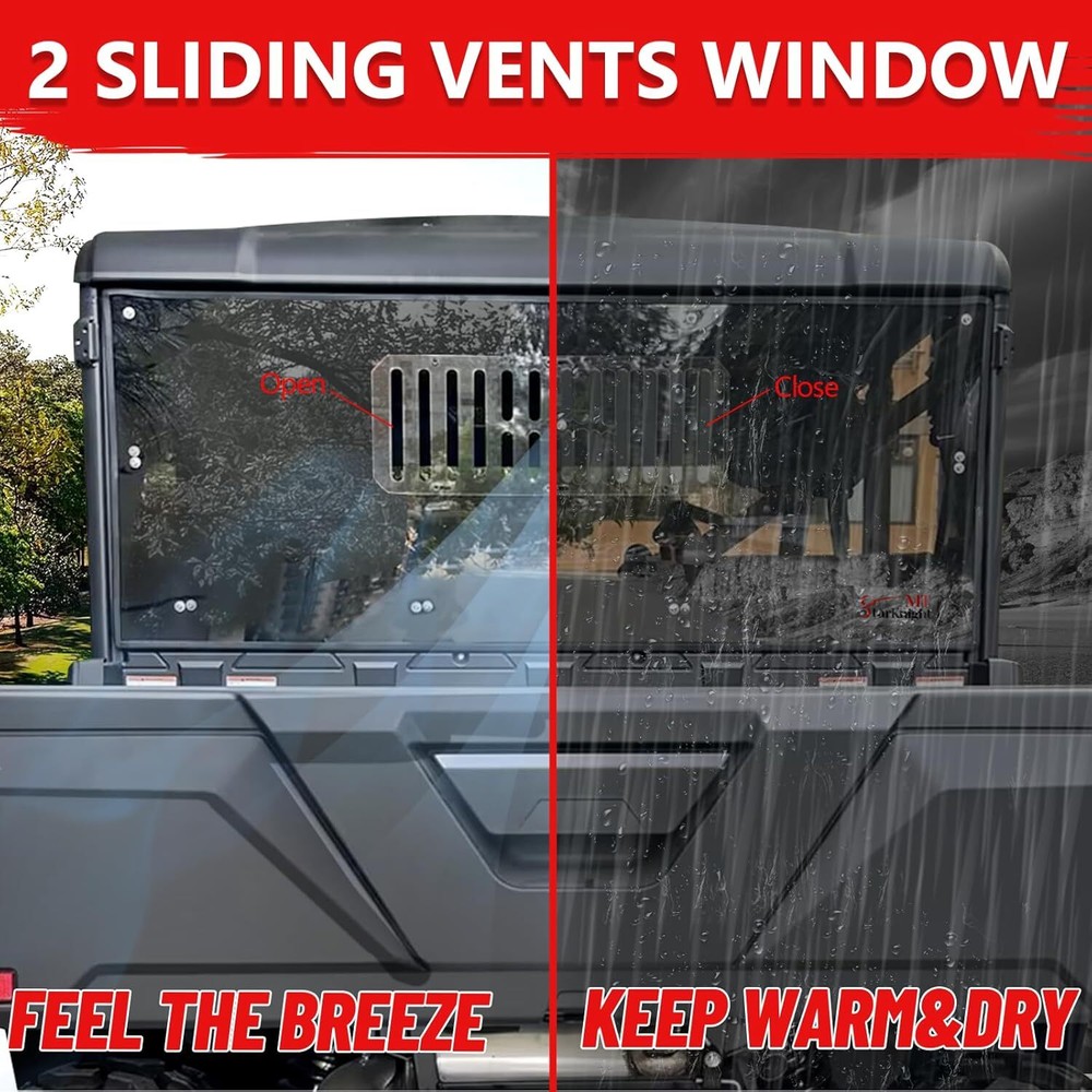 For 2019-2025 UFORCE 1000 1000XL Vented PC Back Window Windshield Panel US