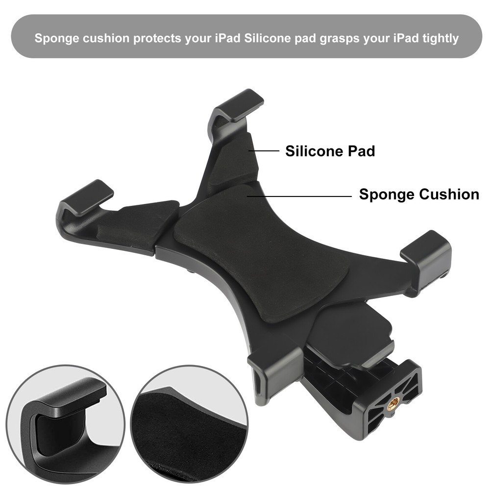 Tablet Tripod Mount Clamp Holder Bracket 1/4”Thread Adapter For 7-12" iPad Tab