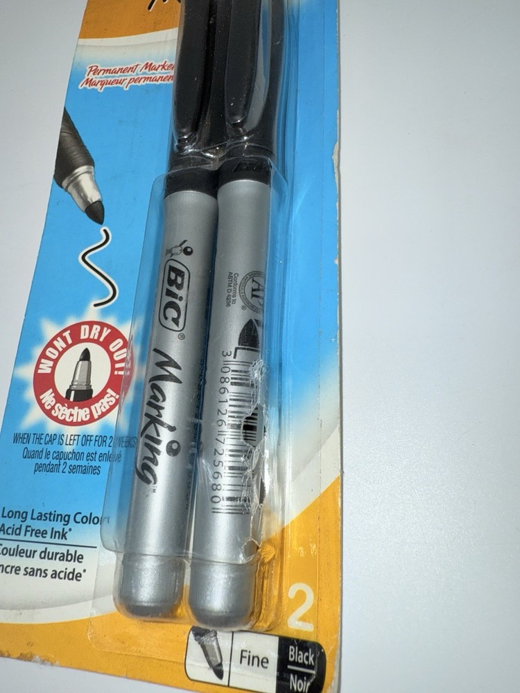 BIC Mark-It Permanent Marker Black Fine 2 Pack #31527