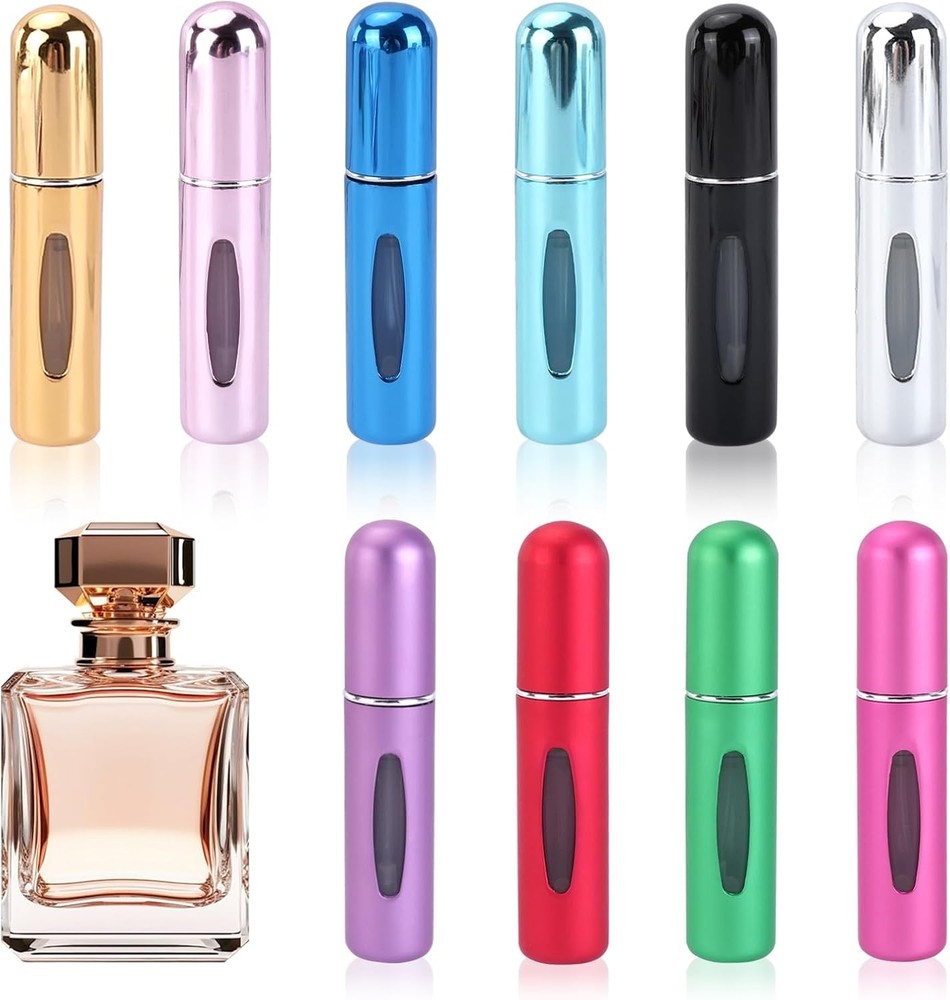 10PCS Travel Perfume Atomizer Bottles, 5ml Refillable Mini Spray Set ,Multicolor