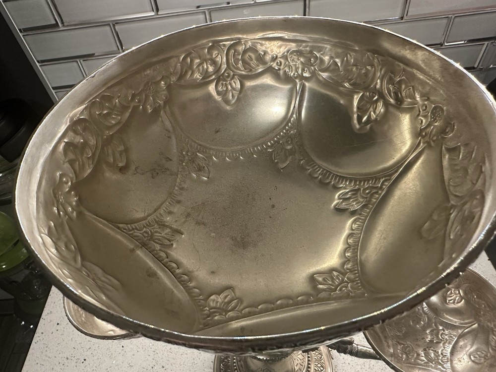 Contemporary Silver Plate Andrea by Sadek Centerpiece Three Bowl Compote