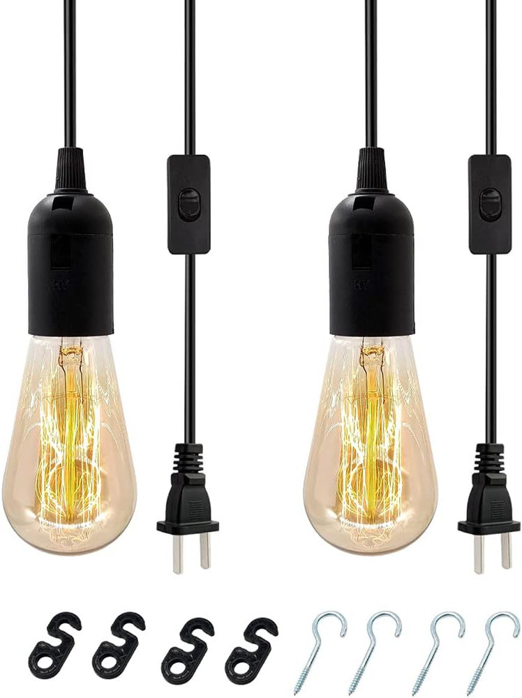 Plug in Hanging Light Kit, Retro Hanging Lights with Plug in Cord, E26 E27
