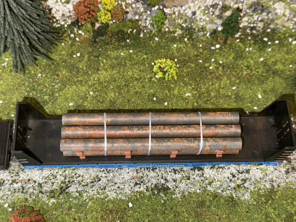 New 1:87 Ho Scale 30FT Rusty Pipe Load (4.5in) (Real Rust)