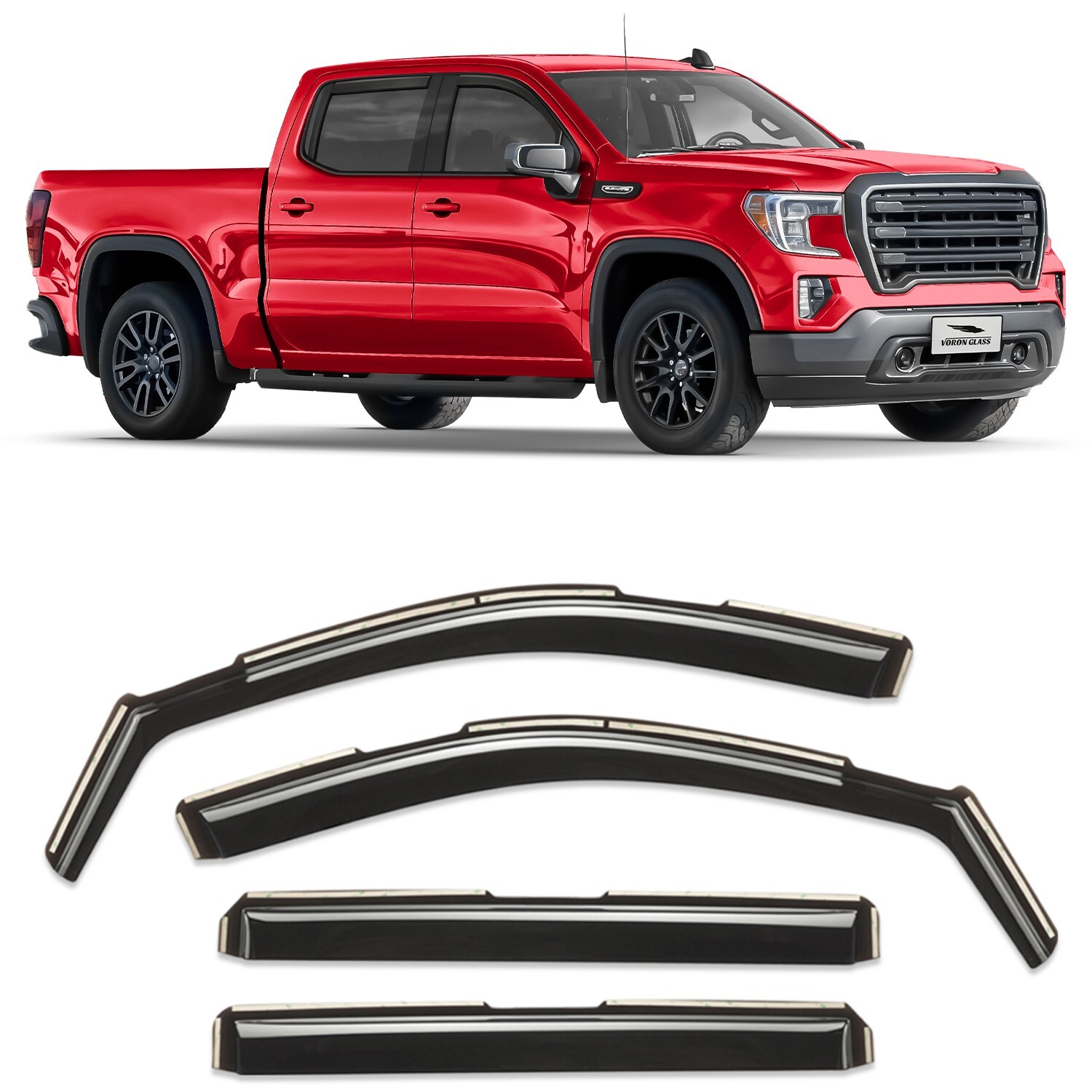 Sun Rain Visors Wind Rain Guards for 2019-2026 GMC Sierra 1500 Crew Cab