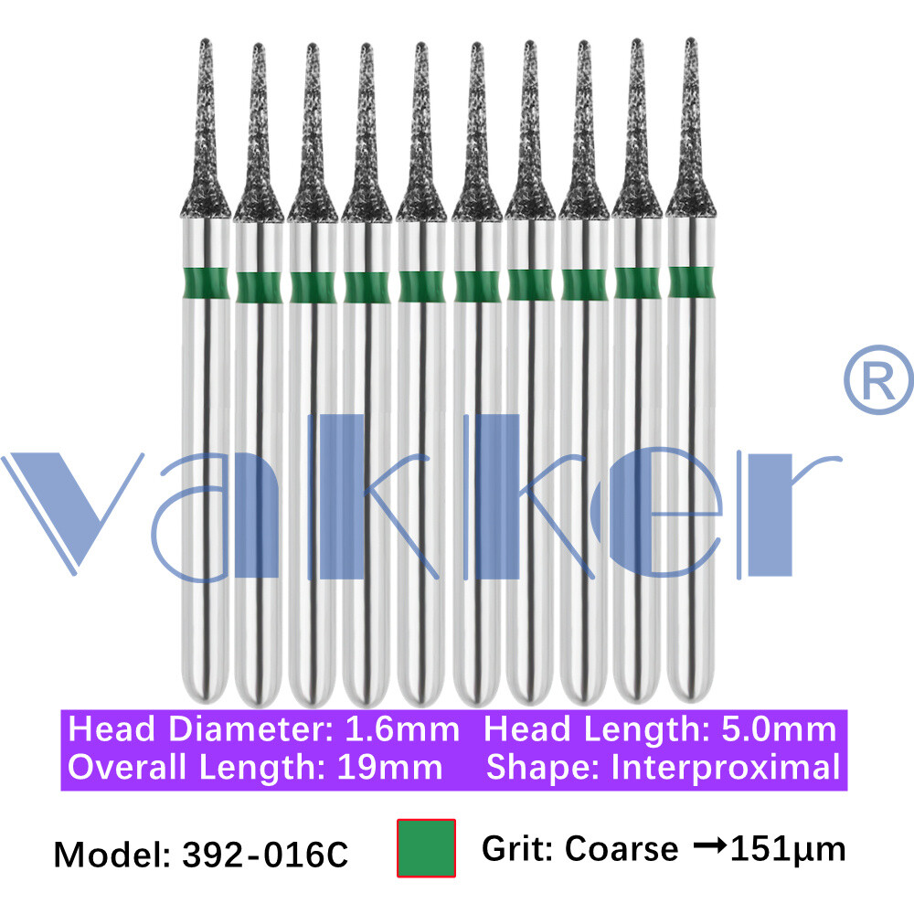 Vakker 10pc Dental Diamond Burs Friction Grip Super Coarse, Coarse Handpiece Bur