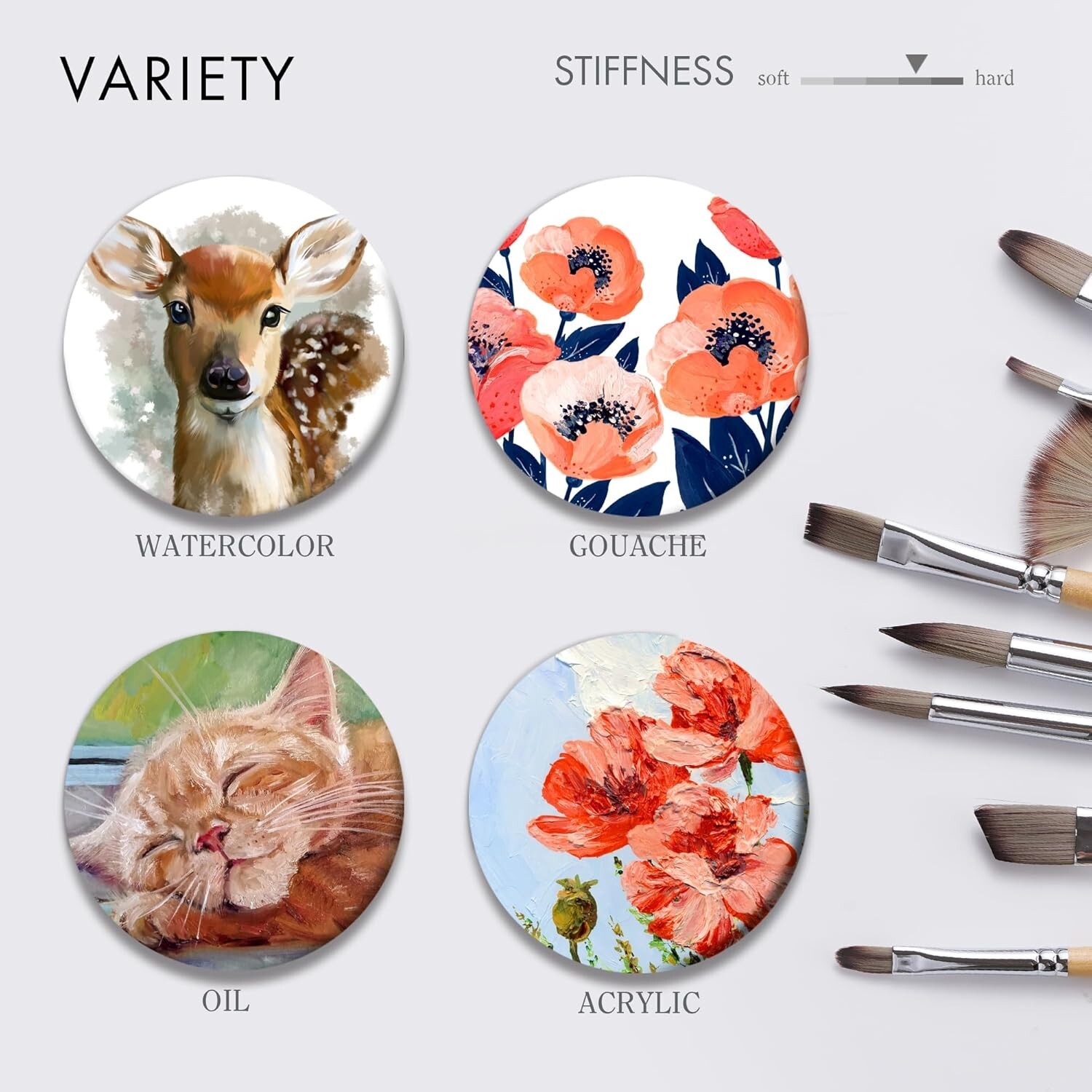 ARTIFY 30-Piece Expert Paint Brush Set, with Canvas Roll and Palette Knife