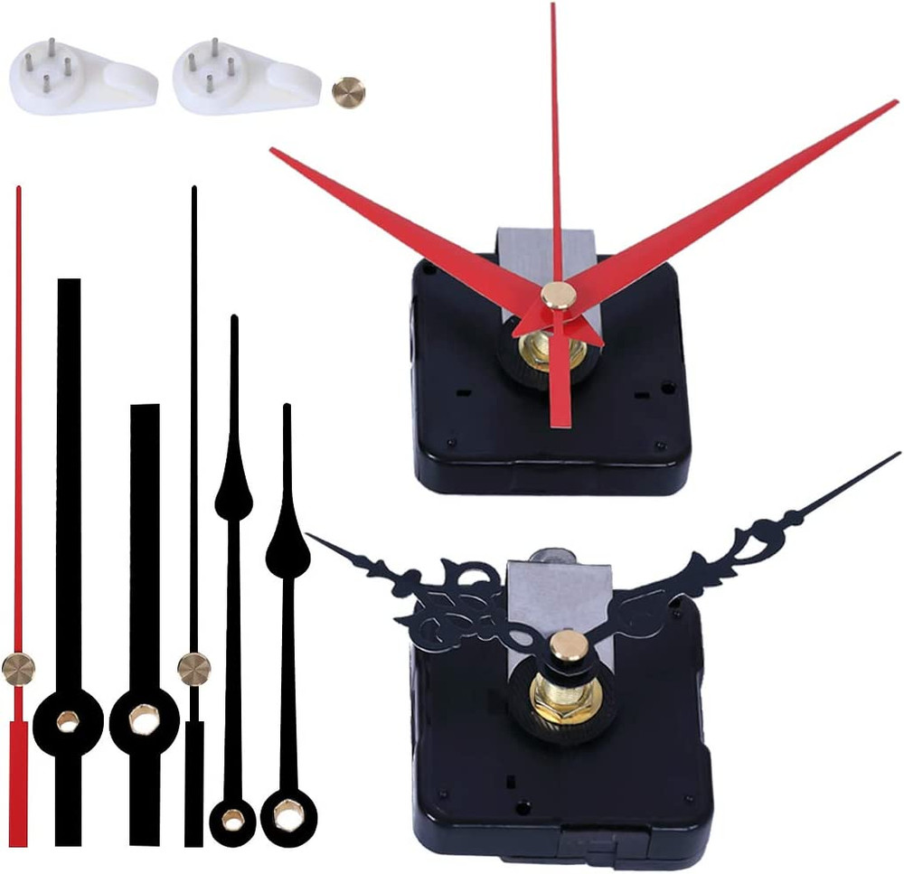 2 Pack Wall Clock Movement Mechanism with 4 Pack Clock Hands, Silent Sweep Qu...
