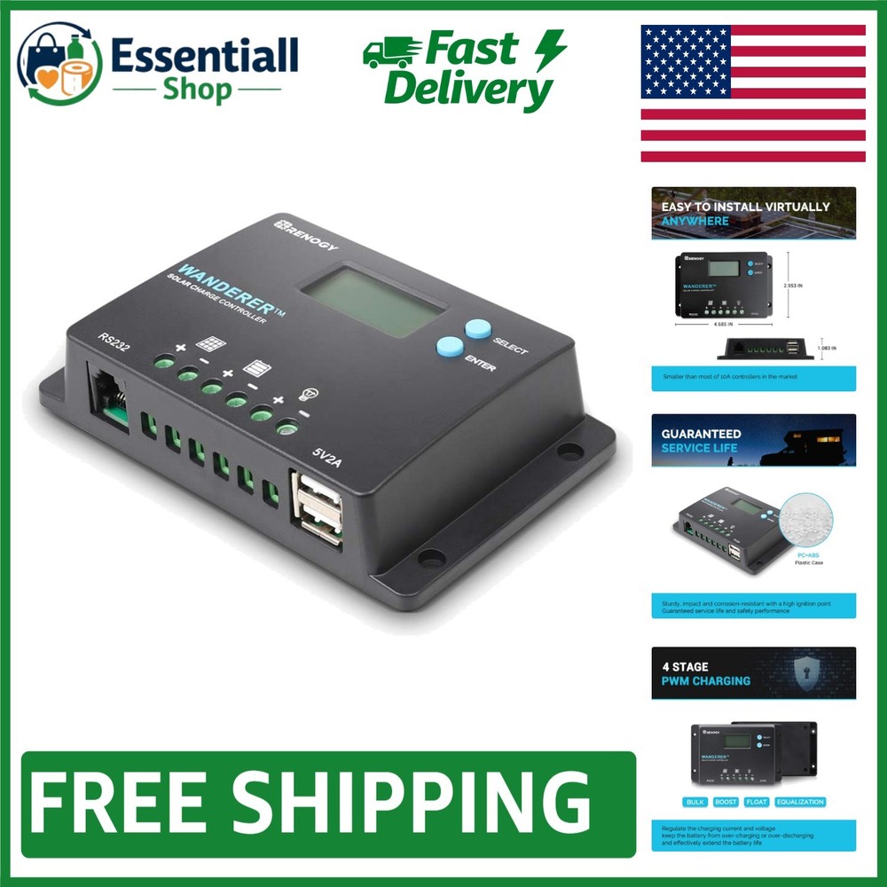 Wanderer 10A Solar Controller - Efficient PWM Design with Waterproof Housing