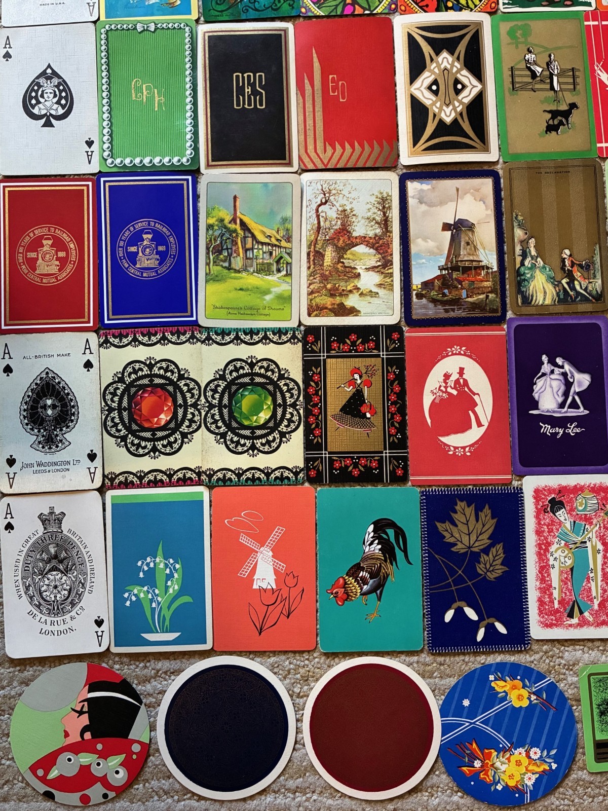 Lot~94 Vintage Single Swap Playing Cards~Art Deco~Women~Victorian~Flapper~Dogs+