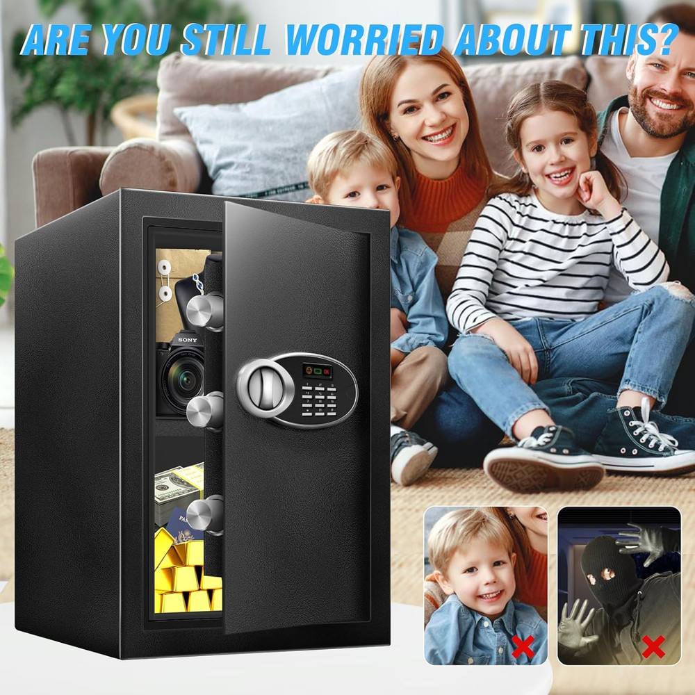 Large Fireproof Waterproof Safe Box with Digital Keypad & Combination Lock