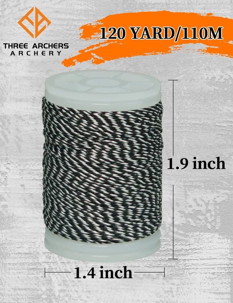 THREE ARCHERS Bowstring Serving Thread String Jig 120 BLACK&WHITE