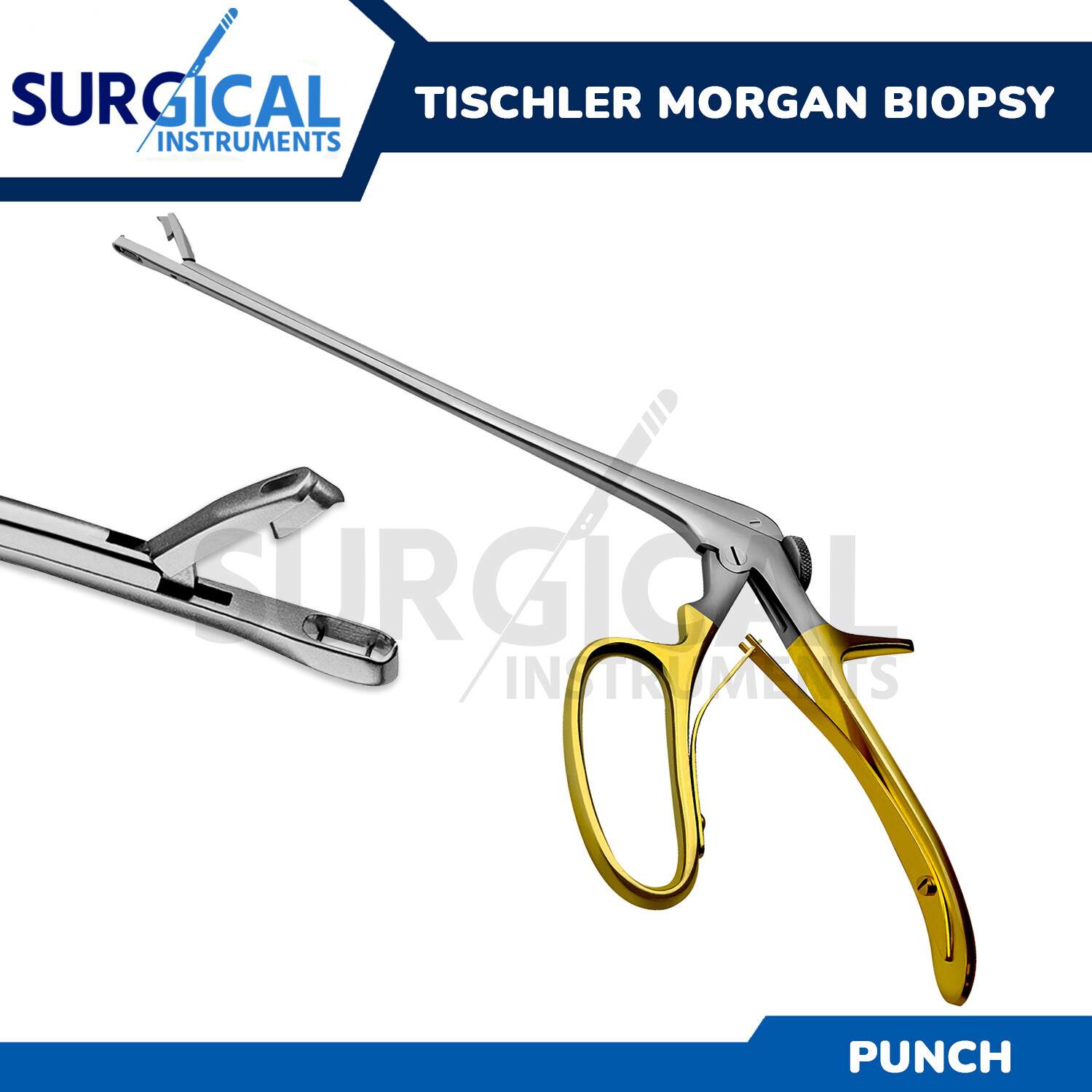 Tischler-Morgan Biopsy Forceps 3mmx7mm Bite 25cm Gold Handle Gynecology Surgical