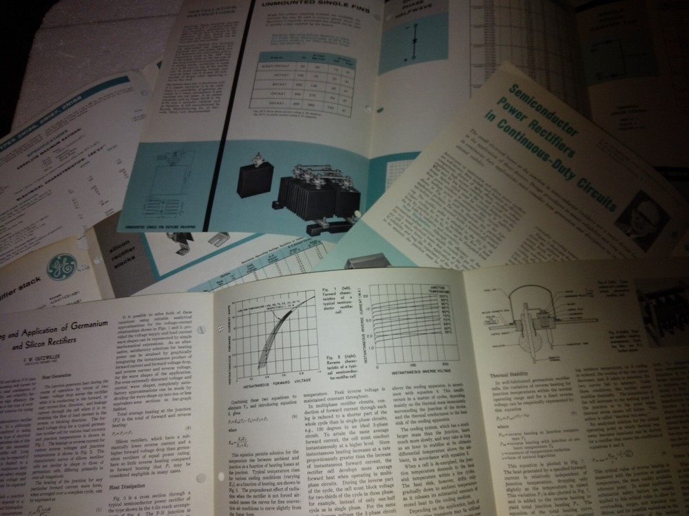 6 Vintage 1950's GE Semiconductor Specification Brochures Transistors Rectifiers