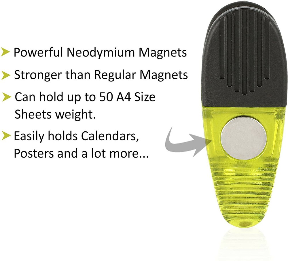 VIP Home Essentials - Thick Plastic Clips With Neodymium Magnet - 8 Blue Clips