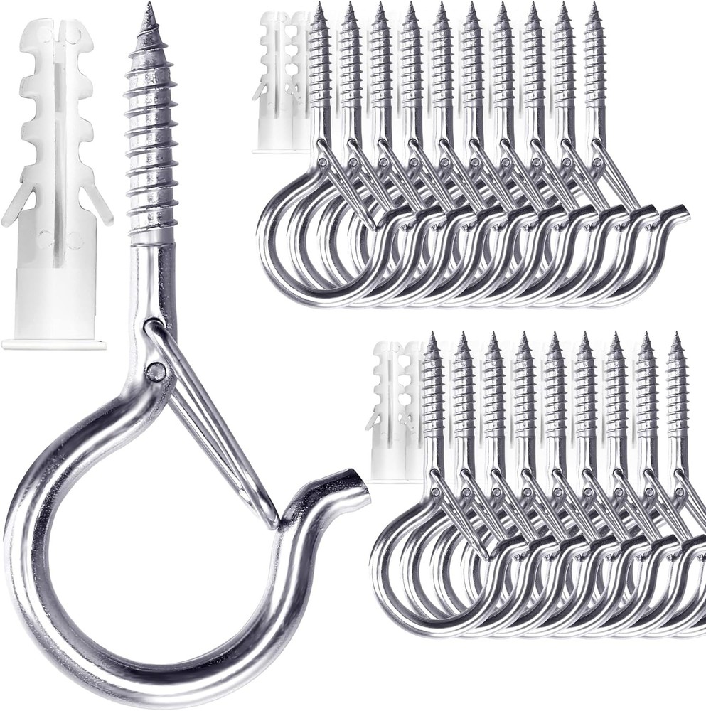 PlusRoc 20 Pack Stainless Steel Ceiling Hooks for Silver