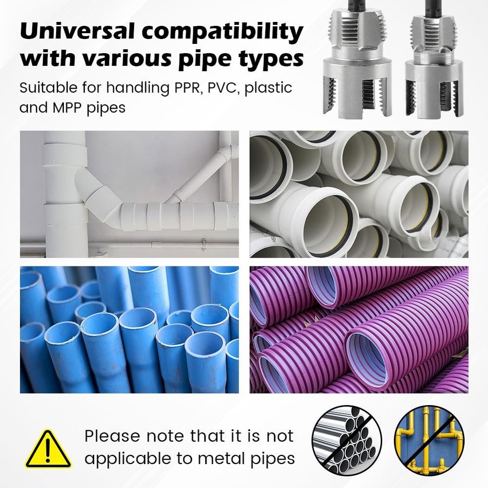 Integrated Internal & External Pipe Threading Tool Steel PVC Pipe Threader Kit~