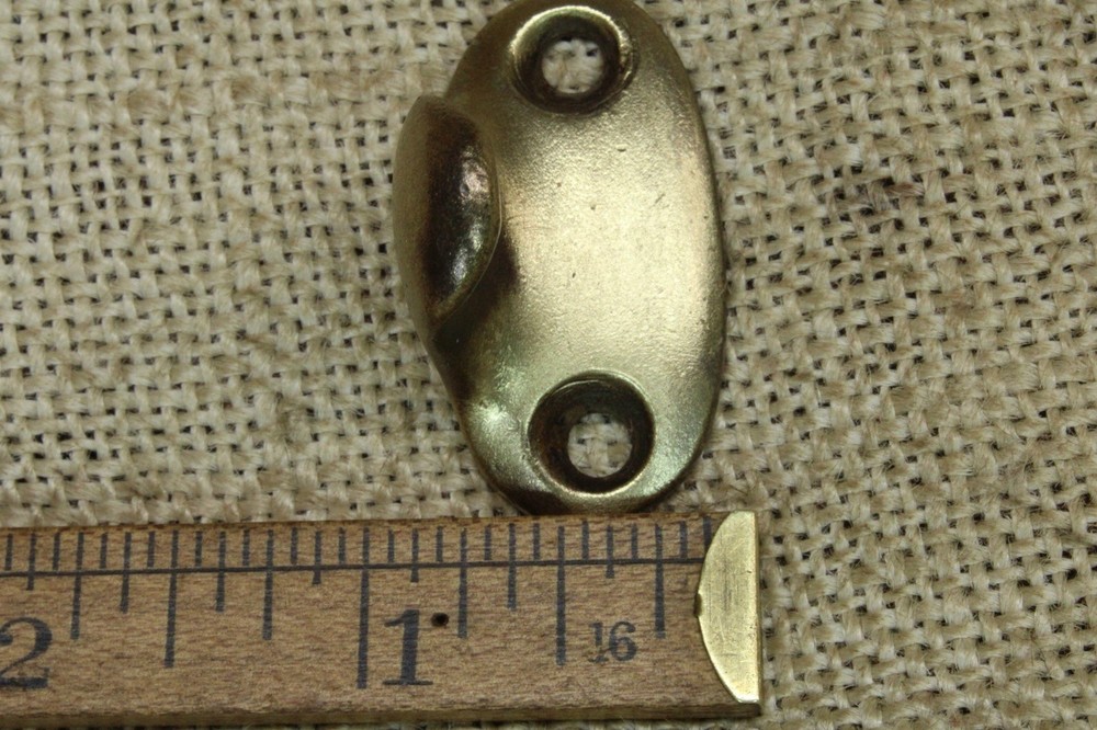 Old Window Sash Lift Pull Cast Satin SOLID BRASS Oval Smooth Vintage 1880
