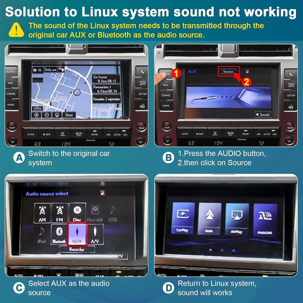Wireless CarPlay Android Auto Module Interface Kit for Lexus GX460 2014-2021