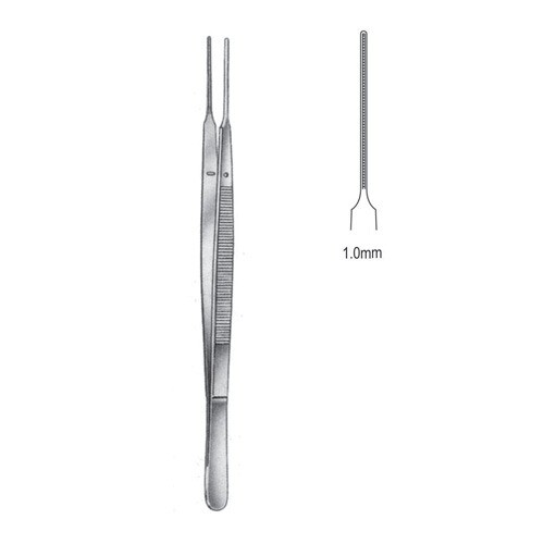 GERALD-DeBAKEY Tissue Forceps, 7", Tips 1 mm Wide, Premium Stainless