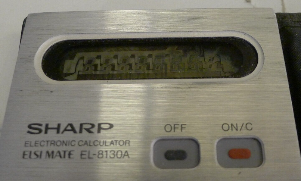 Sharp EL-8130A Elsi Mate Calculator w/Leather Case & Manual - NON FUNCTIONAL