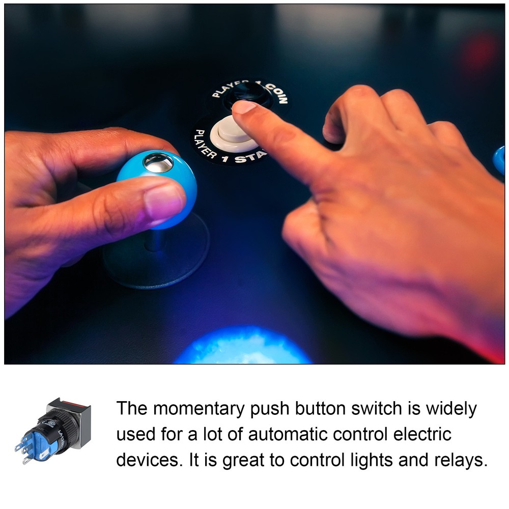 Push Button Switch 1NO 1NC Latching Square Button 16mm / Red / 2 Pcs