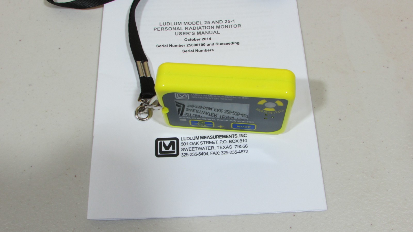 Ludlum Model 25 Personal Radiation Monitor Geiger Counter Detector Dosimeter