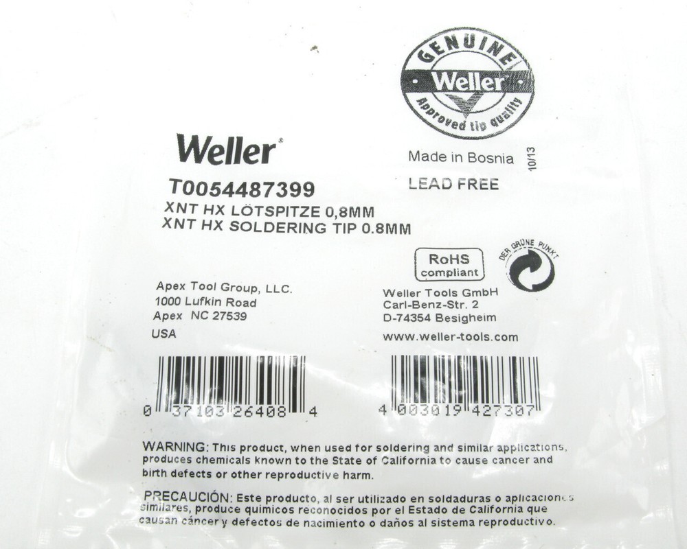 Weller XNTHX, 30-Deg Chisel Soldering Tip