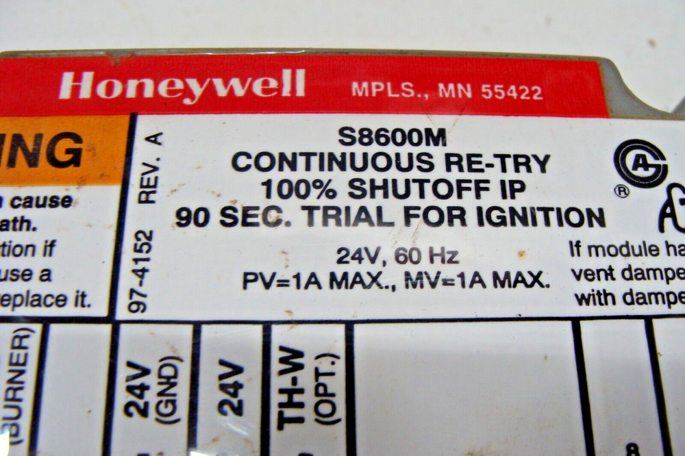 Honeywell S8600M Universal Continuous Re-Try Pilot Ignition Module