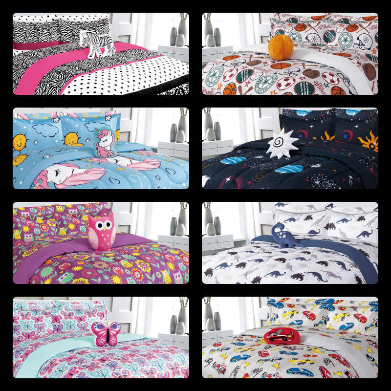6/8PC TWIN/FULL KIDS COMFORTER COMPLETE BEDDING SET MANY DESIGNS BED IN A BAG