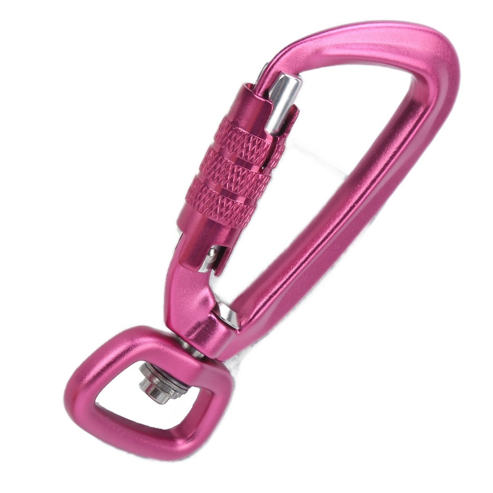 Pink Carabiner Clip Auto Locking Square Bottom 360 Rotational Hook