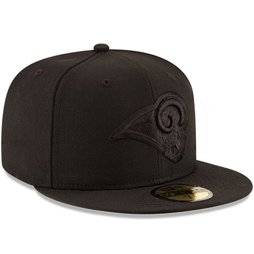 New Era L.A Rams 5950 Fitted Hat NFL League Basic Black on Black Cap