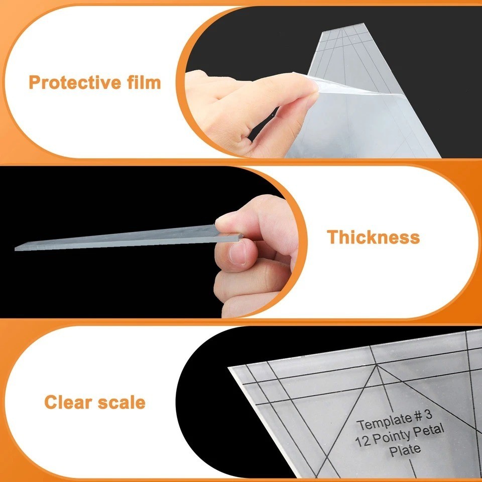 10PCS Shaped Sewing Quilting Ruler Set Creative Template Patchwork for DIY Craft
