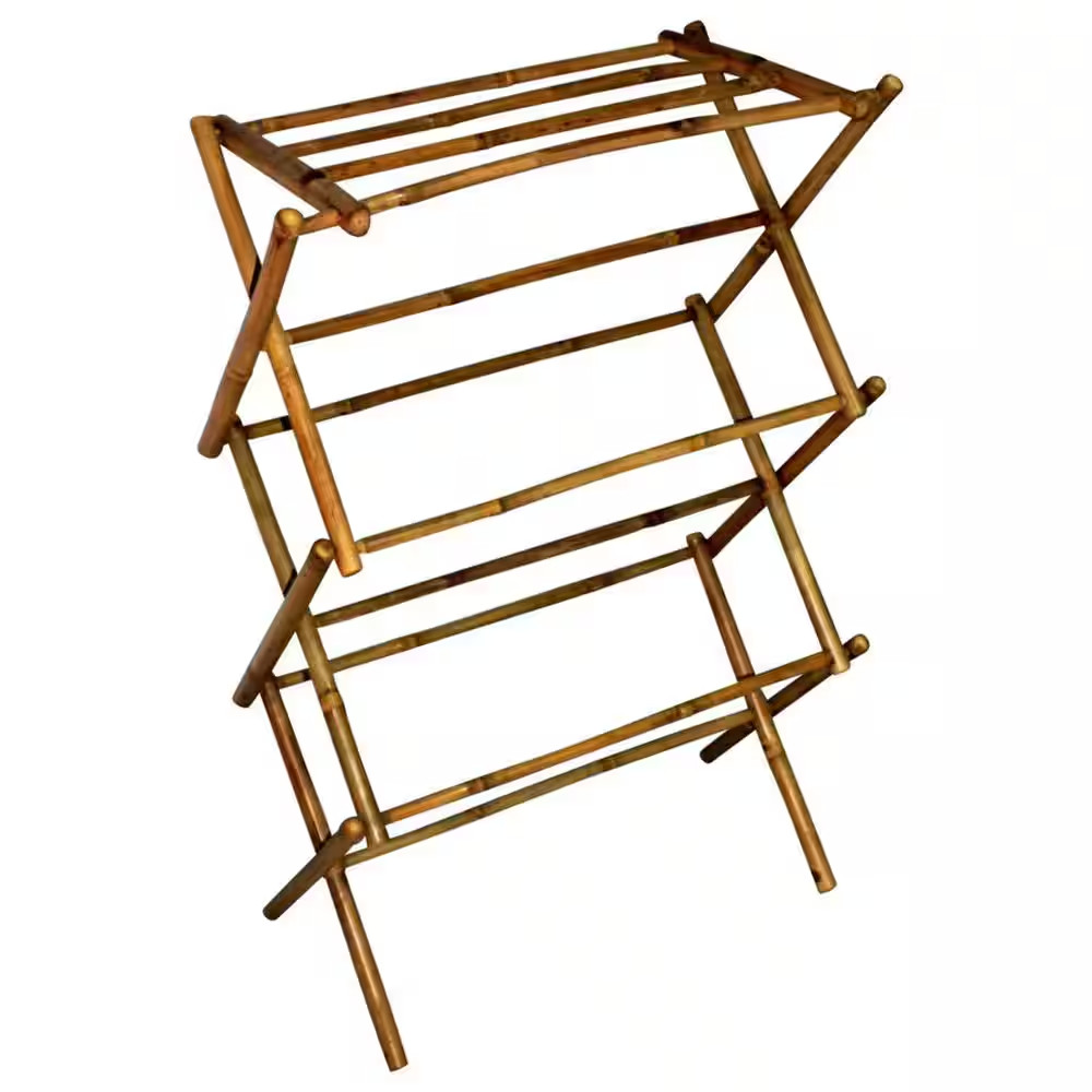 Bamboo Clothes Drying Rack Folding Laundry Drying Stand Towel Rack Foldable