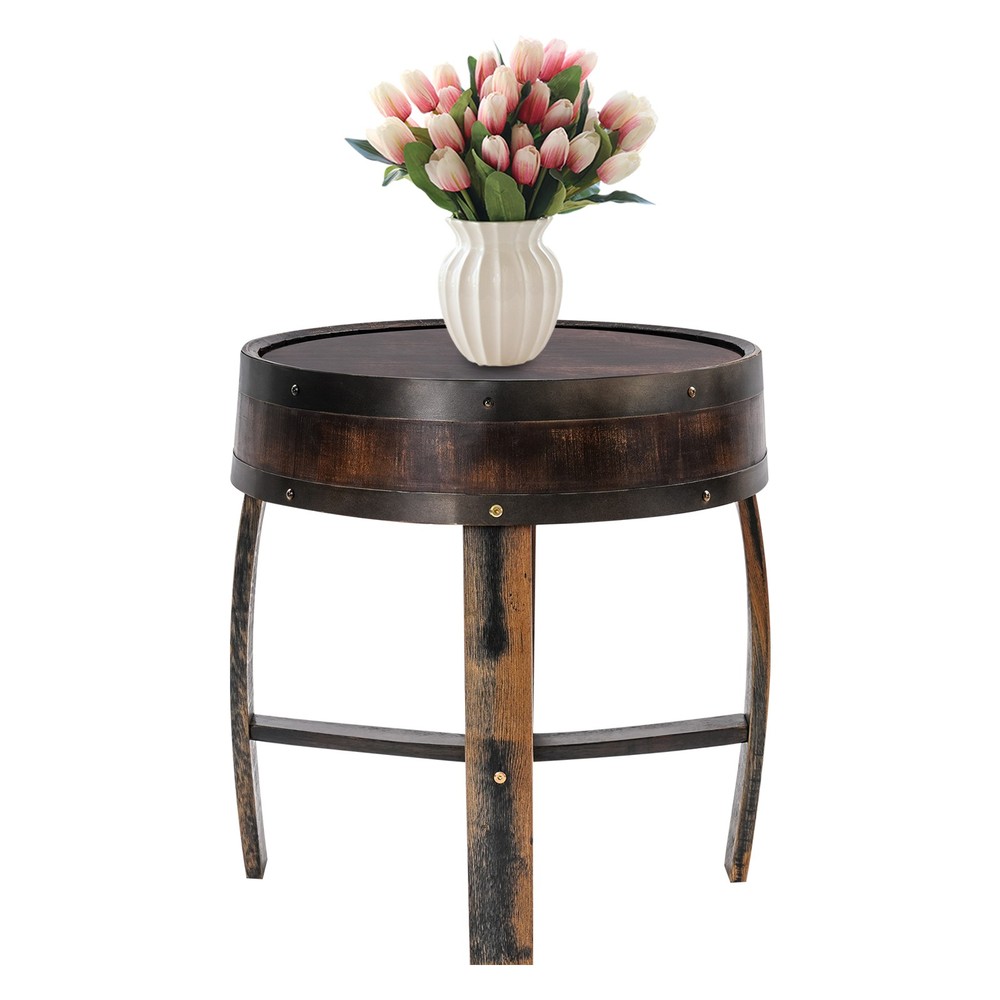 Solid Wood Round Barrel-style End Table Home Tea/coffee Table Wine Side Table