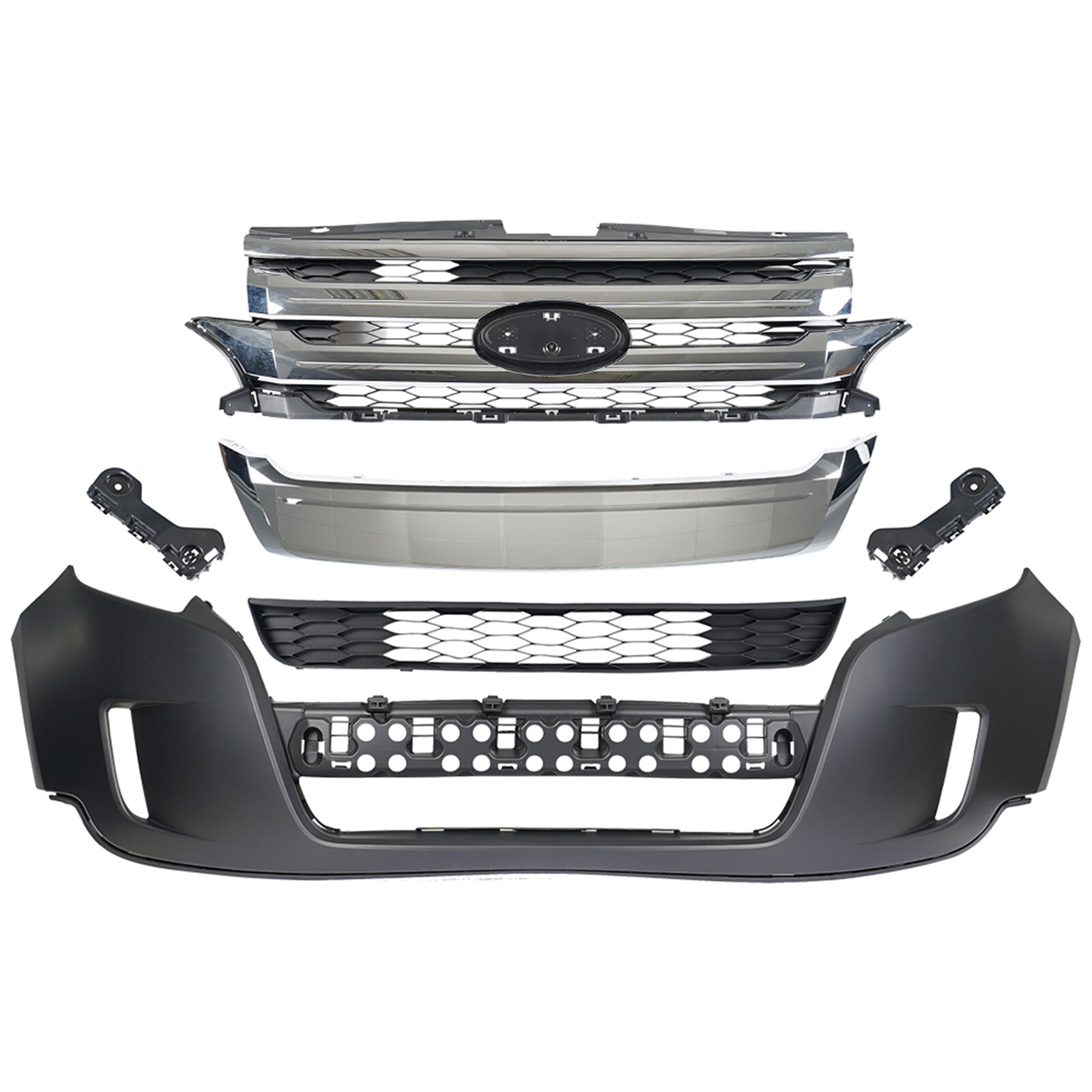 Front Bumper Cover Grille For 2011-2014 Ford Edge Complete Grill Assembly Primed