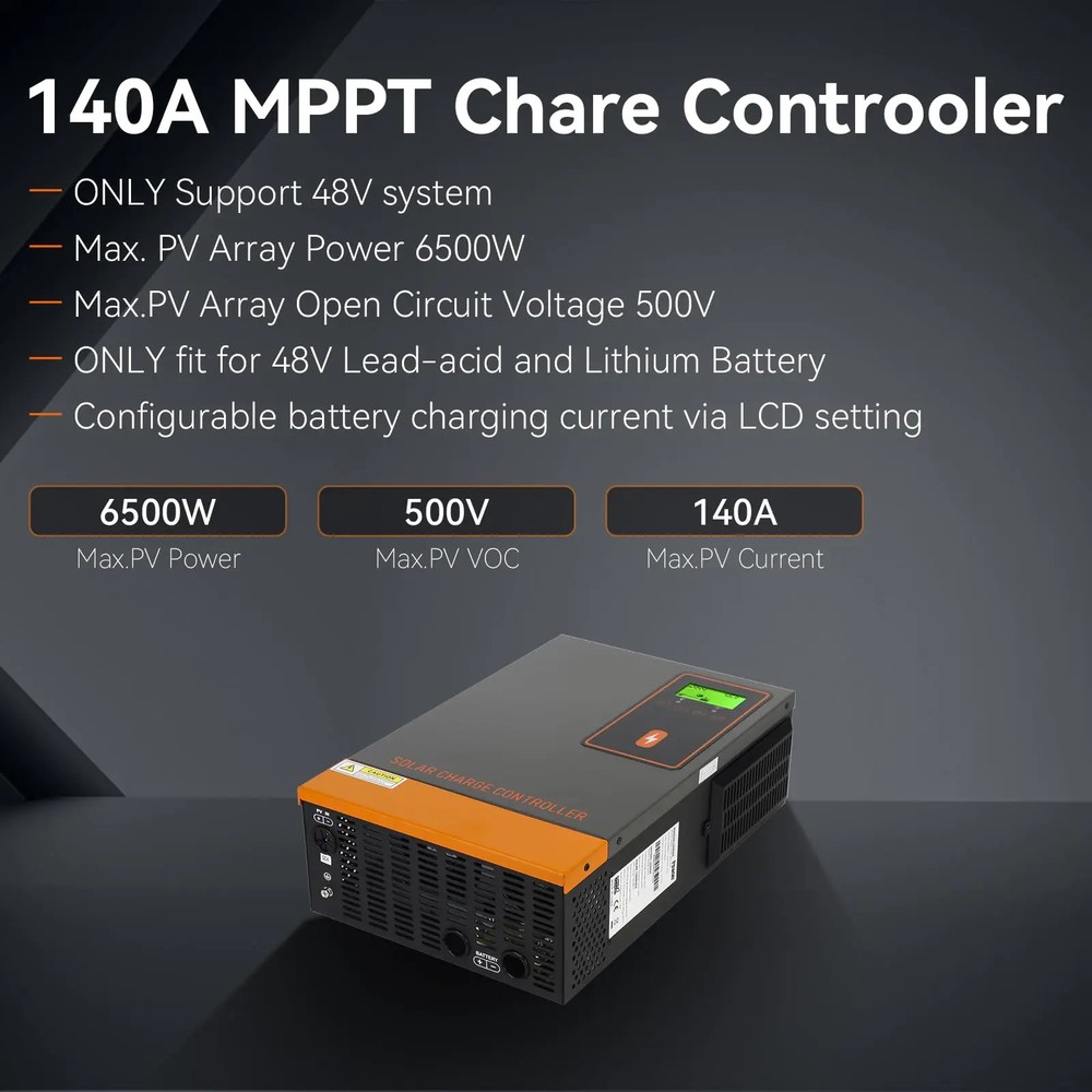 140A 48V MPPT Solar Charge Controller Solar Battery Regulator Max PV Input 500V