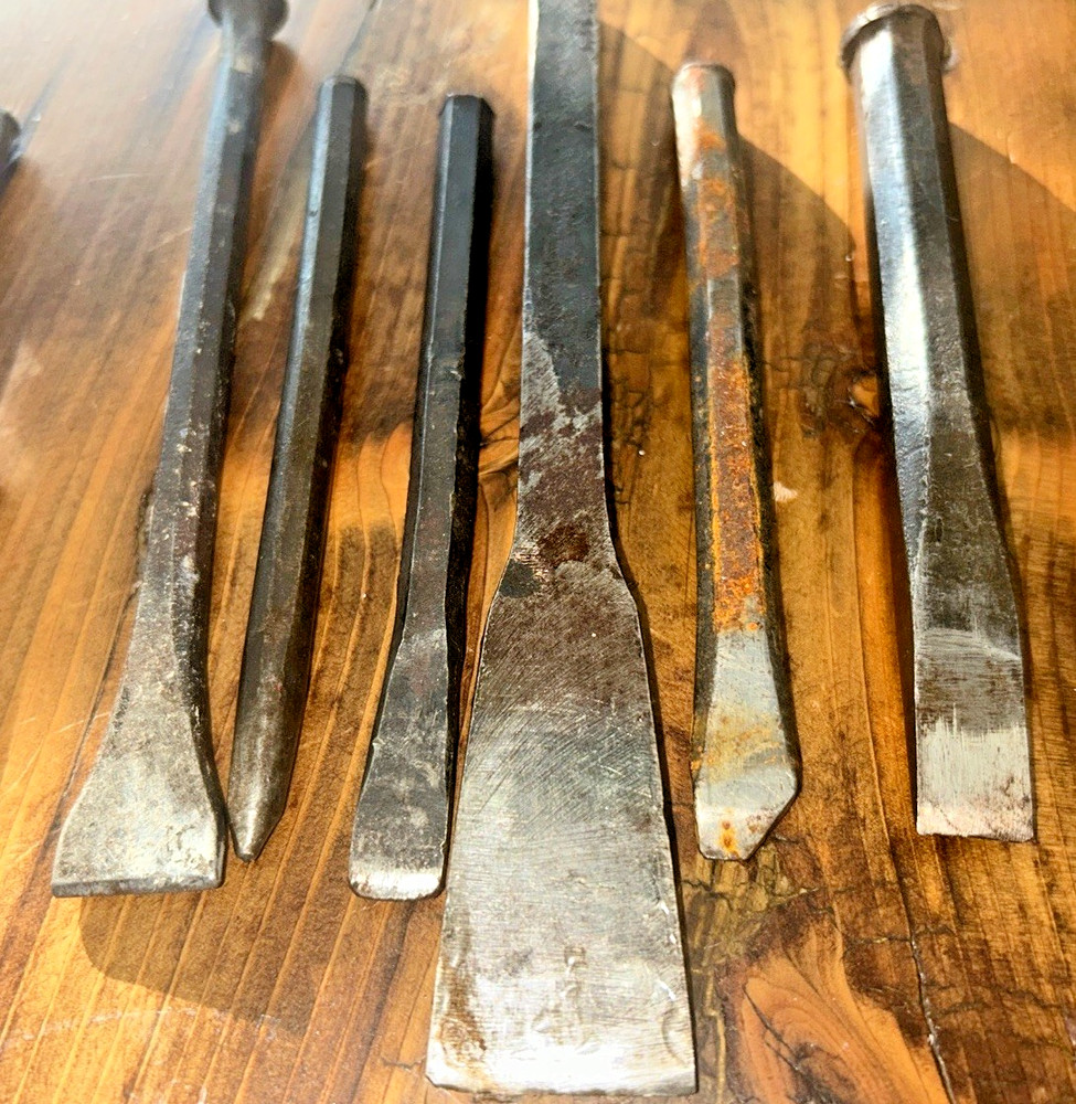 Cold Chisel mixed size lot flat & cape chisels,machinist blacksmith tools (11)