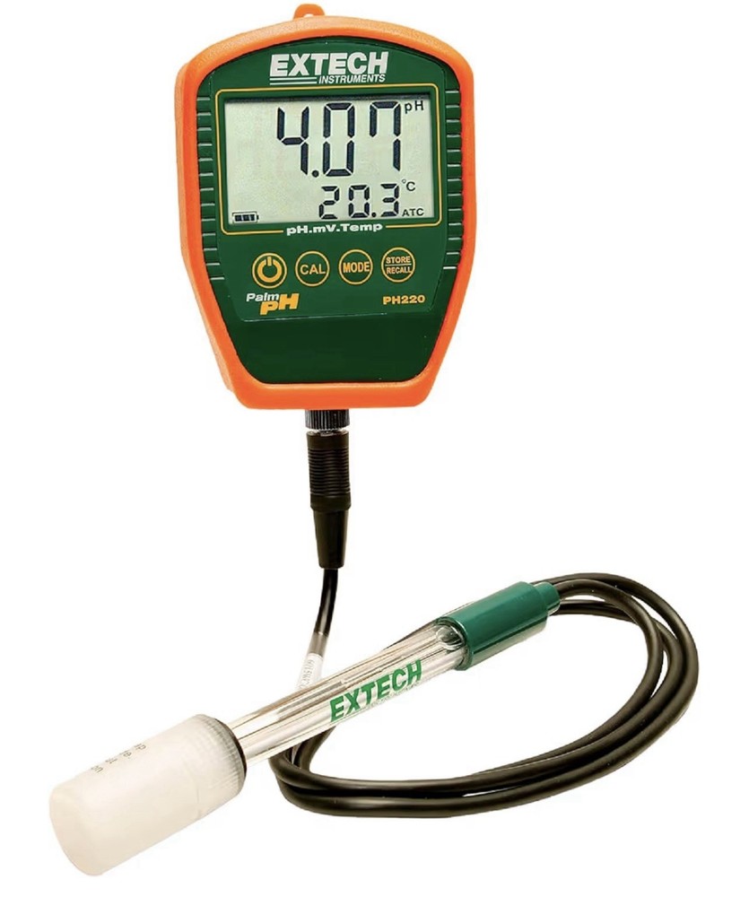 Extech PH220-C Waterproof Palm pH Meter with Cabled Electrode