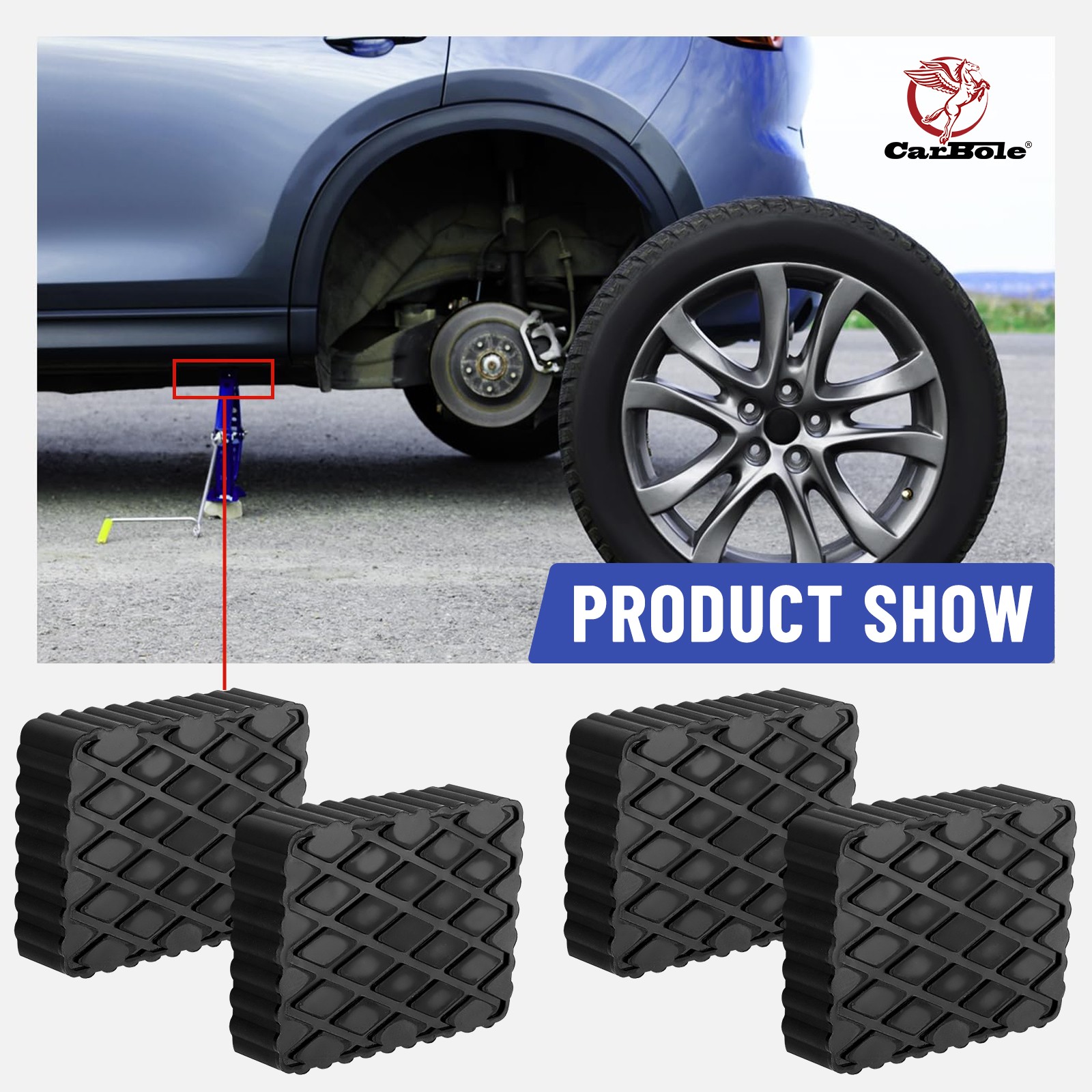 4X Solid Rubber Auto Lift Block Spacer Pad Heavy-Duty for Automobile Lifts