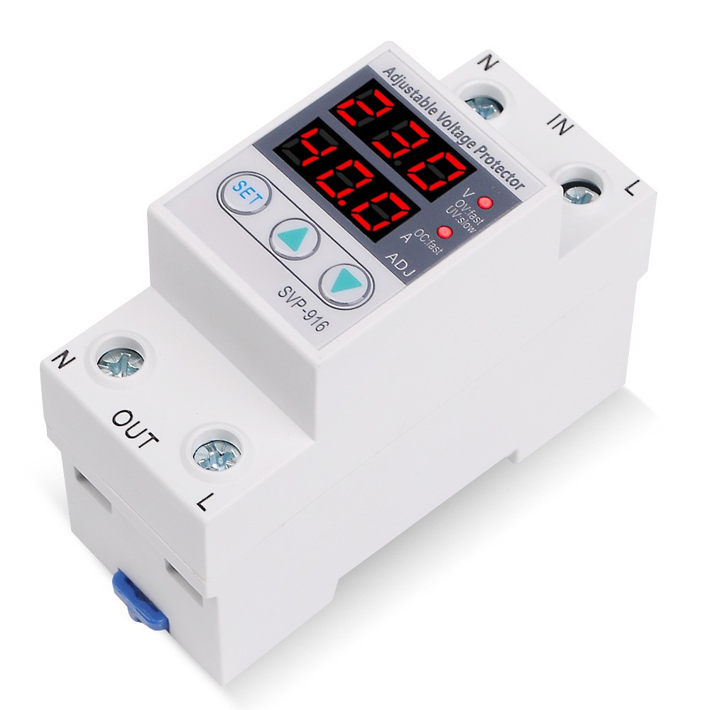 Adjustable Over Under Voltage Surge Protector Over Current Limit 220V 40A 63A