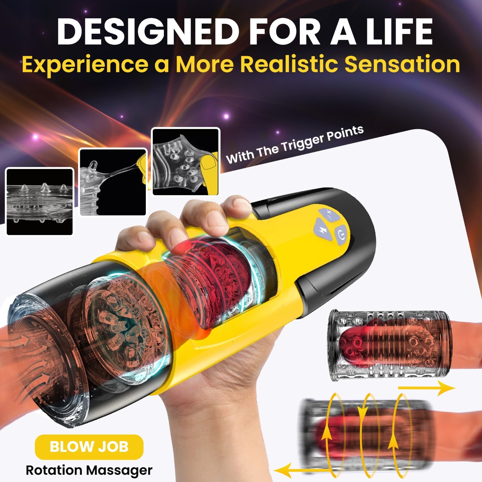 Male Masturbaters Automatic HandsFree Rotating Cup Thrusting Stroker Men Sex Toy