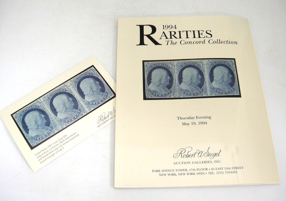 Siegel Stamp Auction Catalog 1994 w Prices Realized Rarities Concord Coll. #759