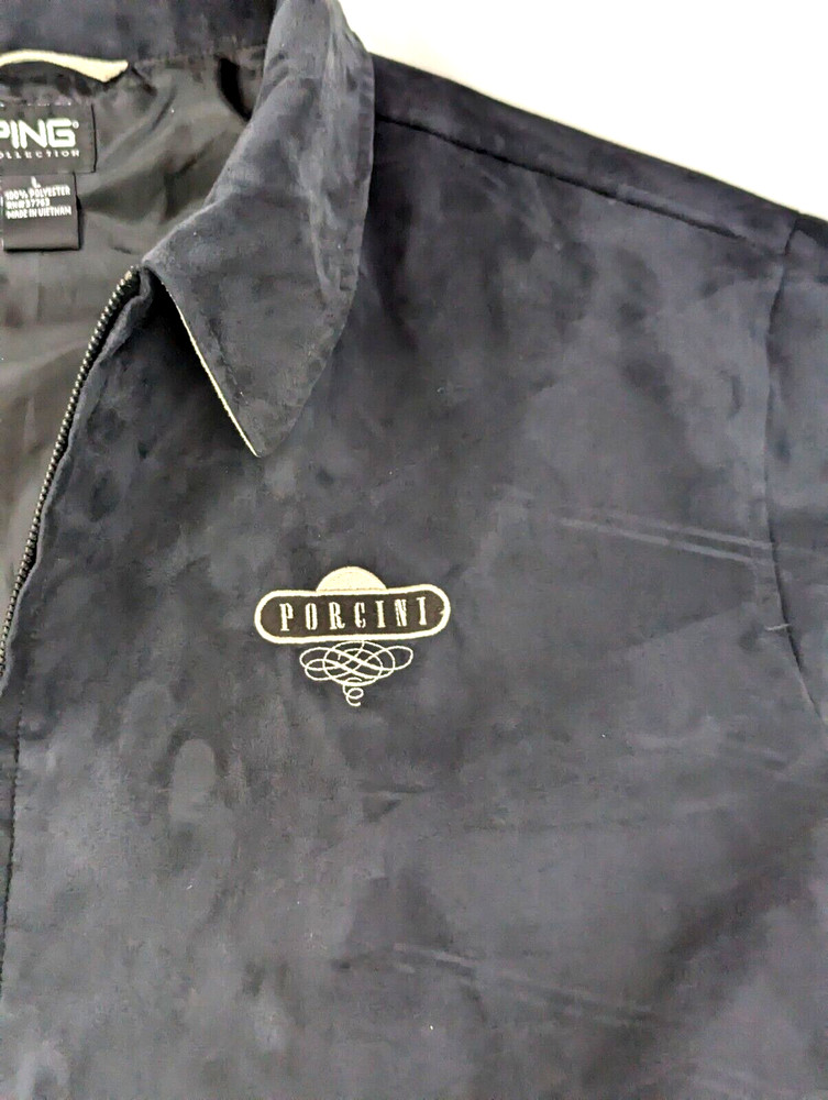 PING Collection Golf Jacket Men L Black Lightweight Bomber Full Zip Patch