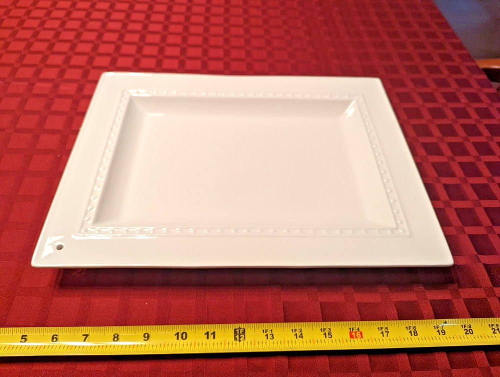 Nora Fleming LARGE RECTANGULAR PLATTER  Serving Dish Pearl Dot White 15" x 11"